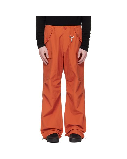 Reese Cooper Red Nylon Cinched Wide Leg Cargo Pants for men