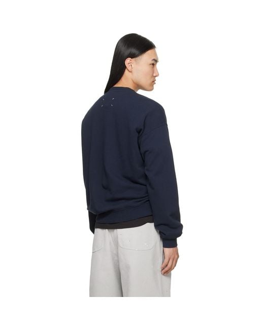 Maison Margiela Blue Double-Layer Cotton Sweatshirt for men