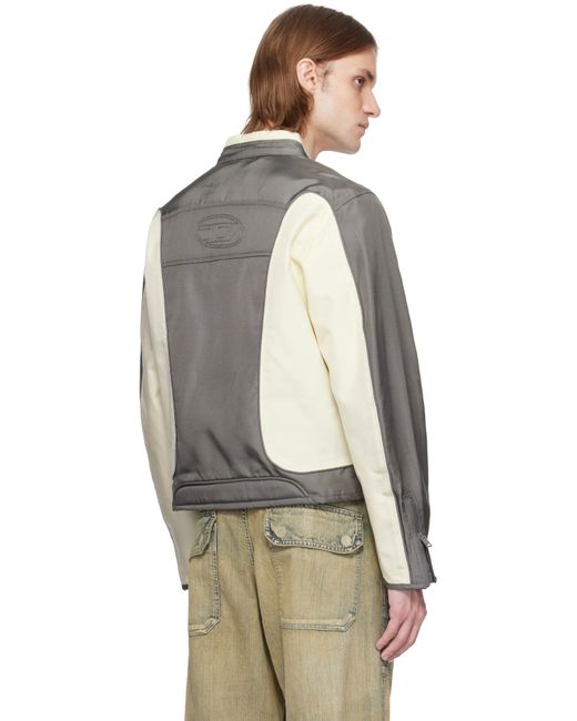 メンズ DIESEL オフホワイト＆グレー J-Blink-A ジャケット Black