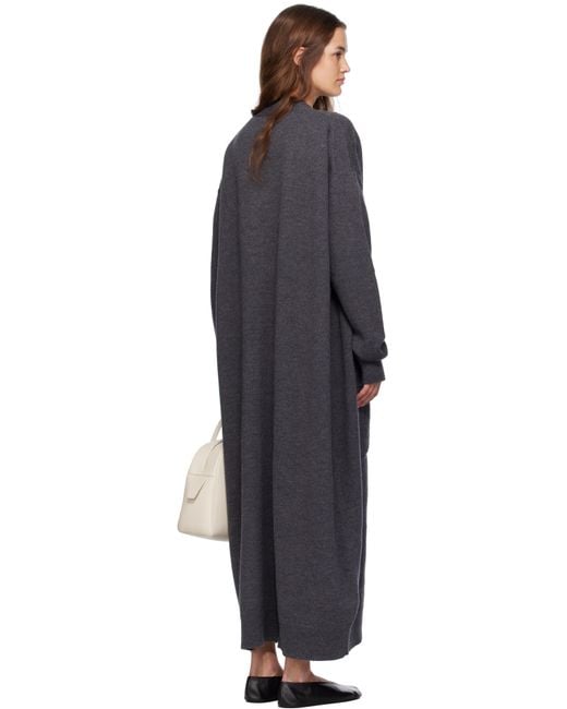 Jil Sander グレー ロングVネック ニットカーディガン Black