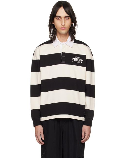 Tommy Hilfiger Black White Varsity Rugby Polo for men