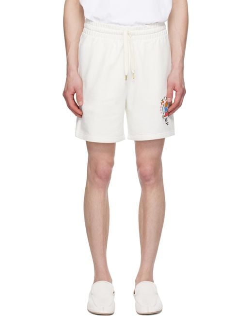 Casablanca White Off- 'Casa Way' Mountain Sweat Shorts for men