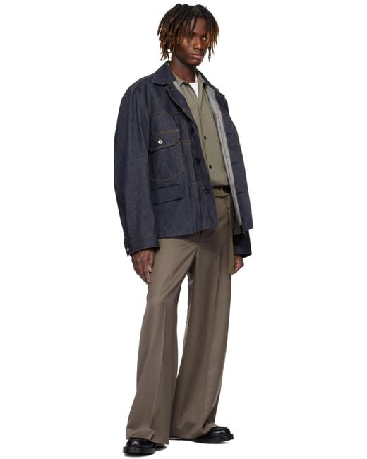 Sacai Taupe Doeskin Trousers in Brown for Men | Lyst