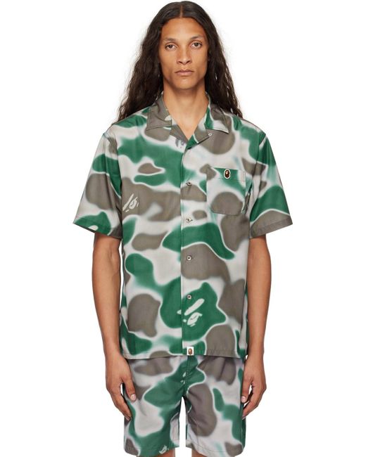A Bathing Ape Green Liquid Camo One Point Shirt for men