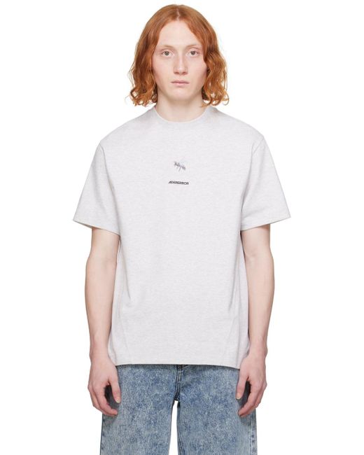 メンズ Adererror グレー ロゴグラフィック Tシャツ White