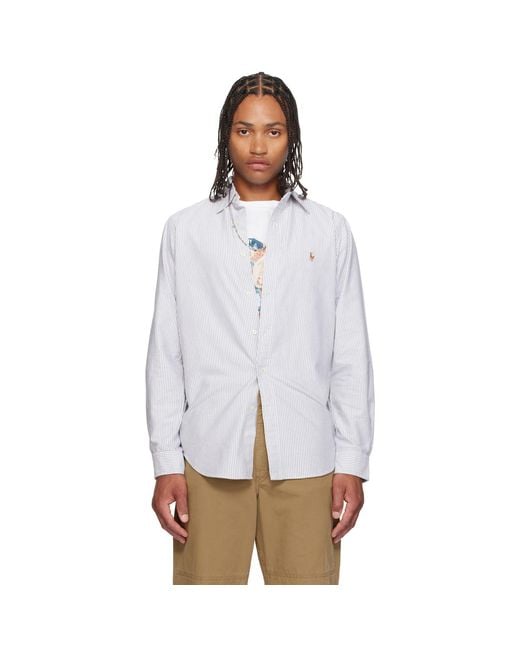 Polo Ralph Lauren White Striped Oxford Shirt for men