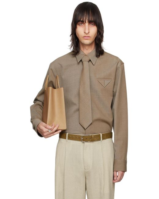 Chemise brune à poche triangulaire Bottega Veneta pour homme en coloris Brown