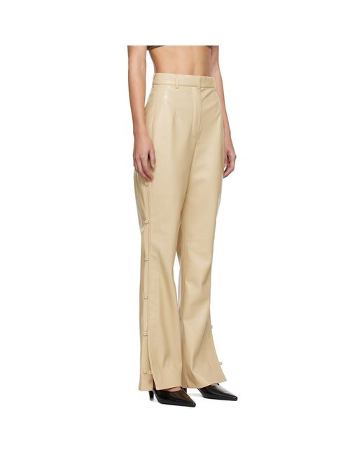 Nanushka Natural Beige Felina Vegan Leather Trousers