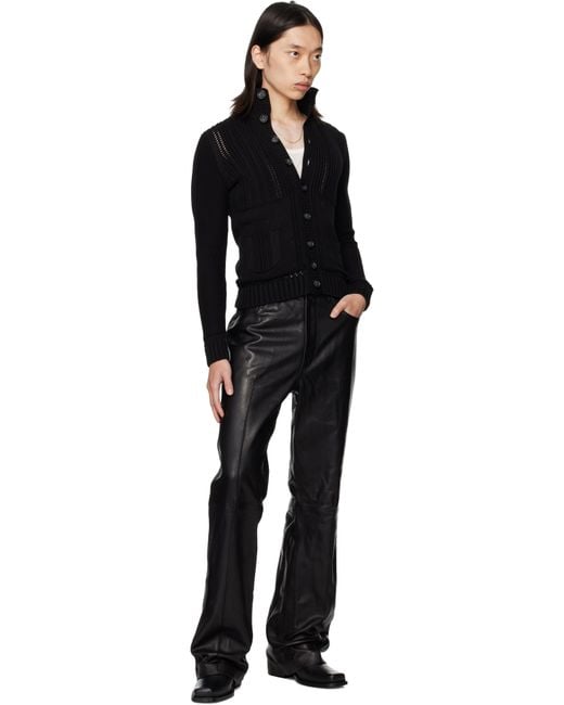 メンズ Amiri ブラック Boot Cut レザーパンツ Black