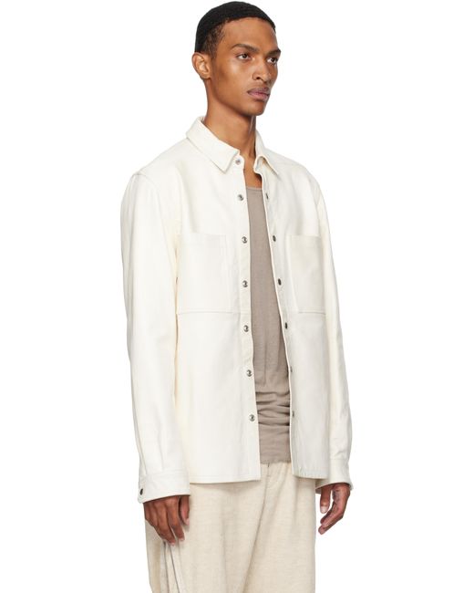 メンズ Rick Owens オフホワイト Concordians Outershirt レザー