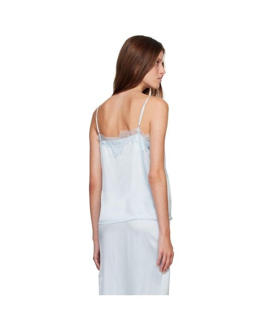 R2W Blue Milena Silk Lace Sleeveless Camisole