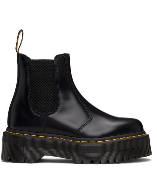 Dr. Martens Black 2976 Polished Smooth Platform Chelsea Boots