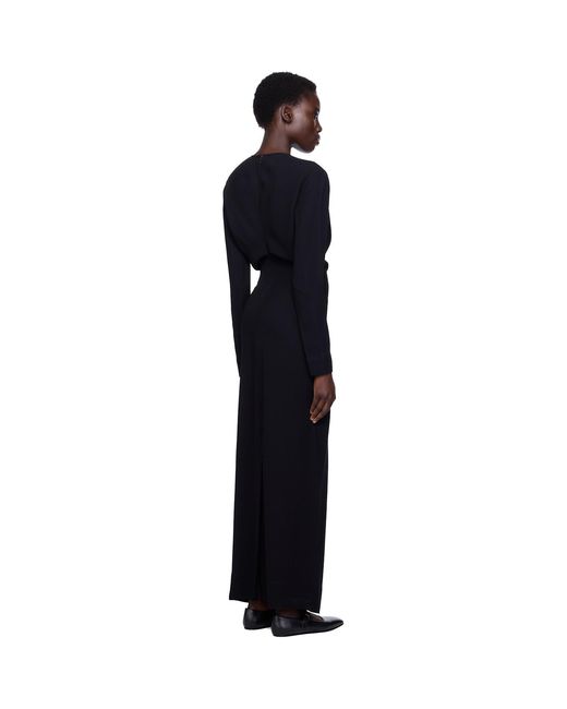 Totême  Black Long-Sleeve Slouch Waist Maxi Dress