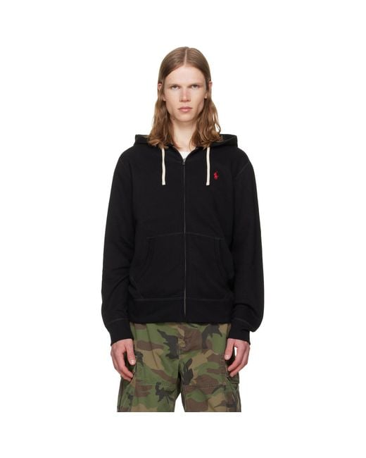 Polo Ralph Lauren Black Fleece Full-Zip Hoodie for men