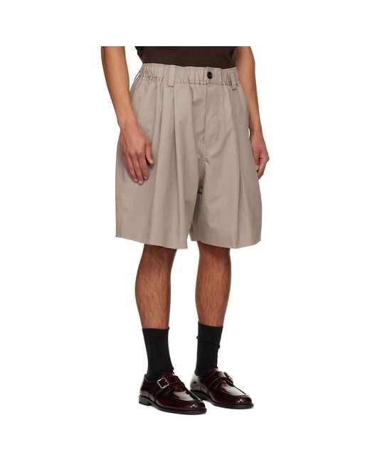 Marni Natural Canvas Pleats Shorts for men