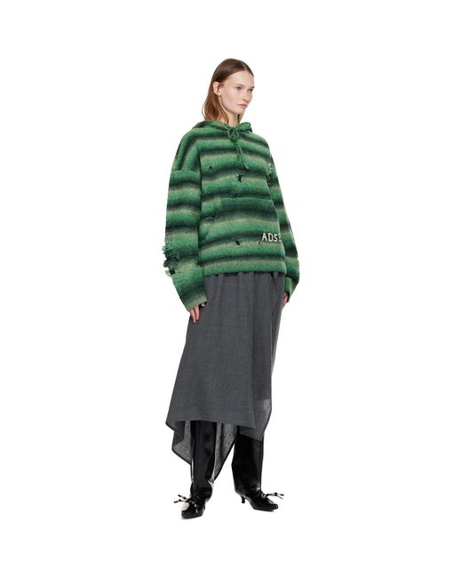 ANDERSSON BELL Green Gradient Distressed Hoodie