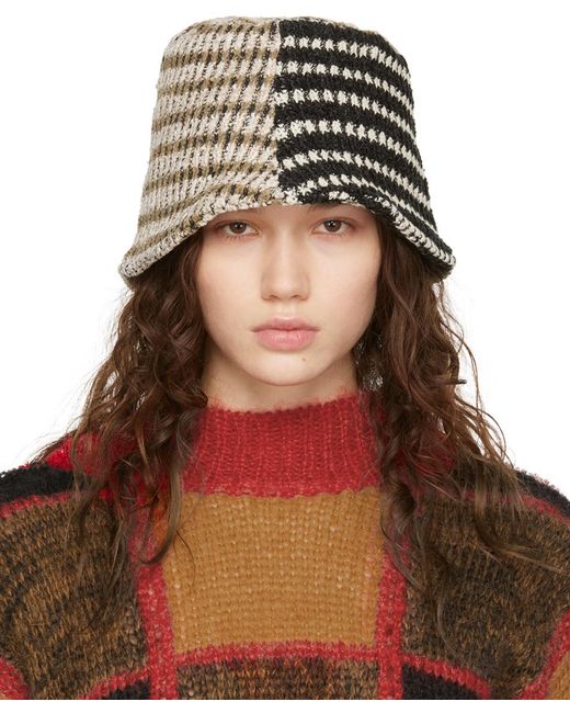 ANDERSSON BELL Brown Contrast Knit Bucket Hat