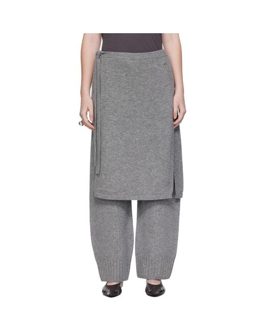 UMARMUNG Gray Wholegarment Wrap Skirt Lounge Pants