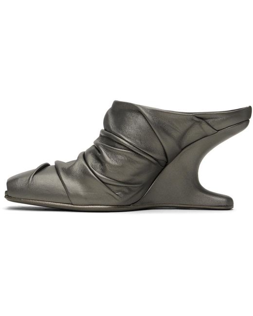 Rick Owens Black Gunmetal Cantilever And Twisted Mules