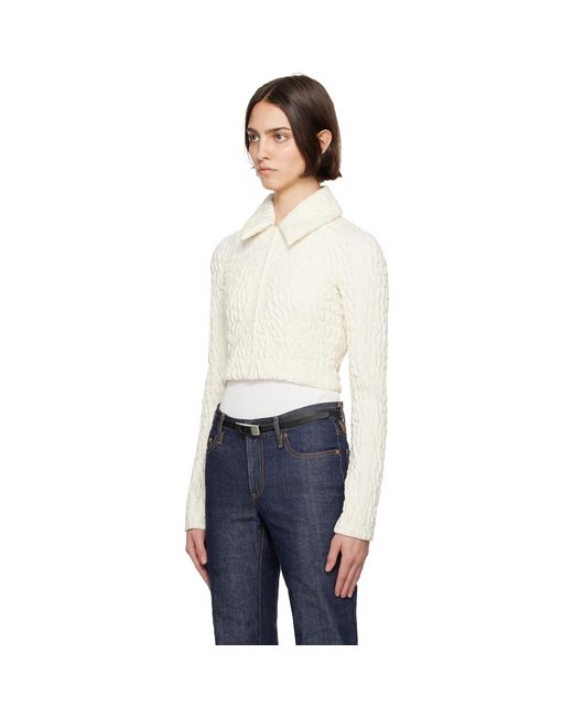 Tory Burch White Cropped Wool Silk Jacket