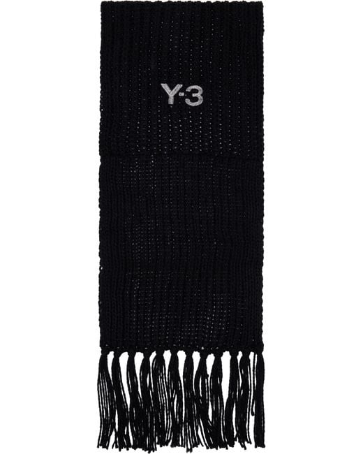 Y-3 Oversized Chunky Knit Scarf in Black for Men | Lyst