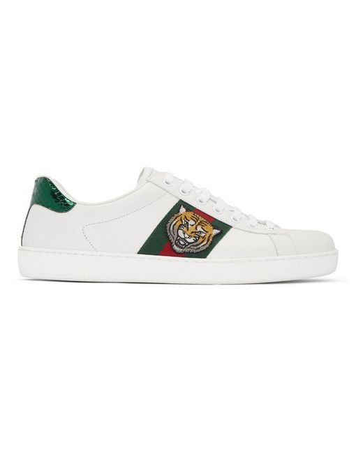 Gucci White Tiger Ace Sneakers for men