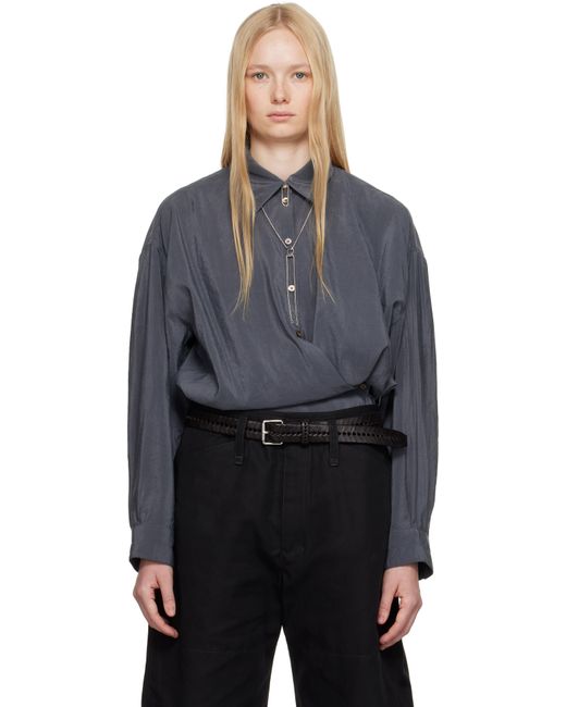 Lemaire グレー Straight Collar Twisted シャツ Black