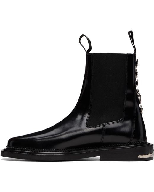 Toga Virilis Black Leather Chelsea Boots for men