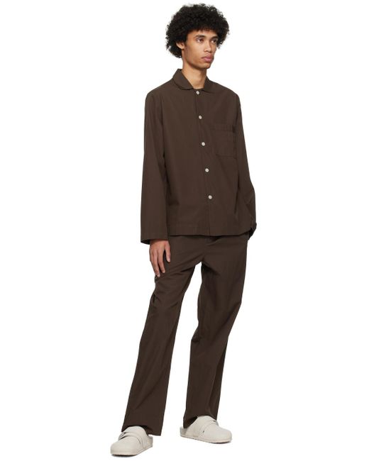 Tekla Brown Long Sleeve Pyjama Shirt for men