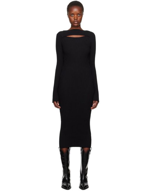 Anine Bing Black Cutout Midi Dress