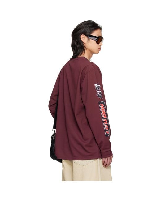 Lu'u Dan Red Burgundy Oversized Long Sleeve T-Shirt for men