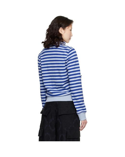 OPEN YY Blue Ssense Exclusive Applique Knit Zipup Sweatshirt