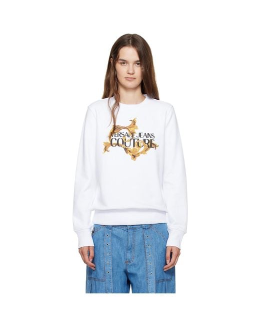 Versace Jeans Couture White Screen-Printed Sweatshirt