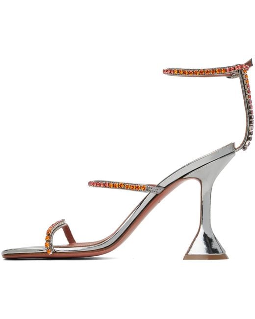 AMINA MUADDI White Silver Gilda Heeled Sandals