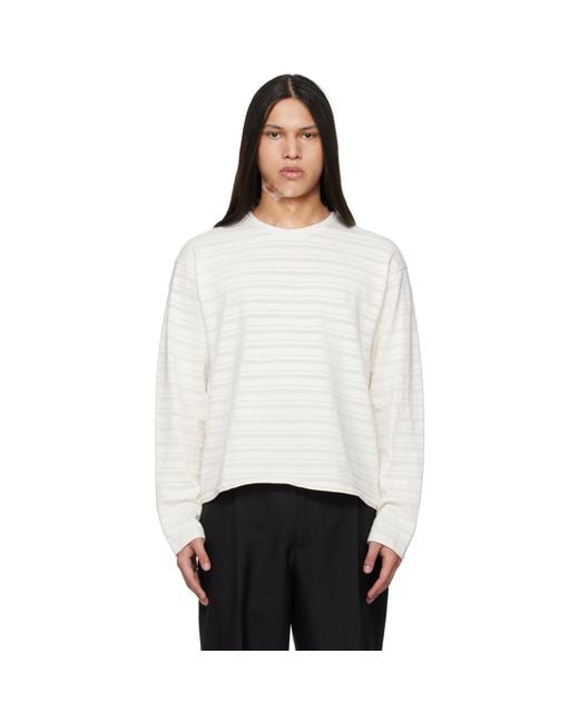 mfpen White Off- Round Neck Sweater for men