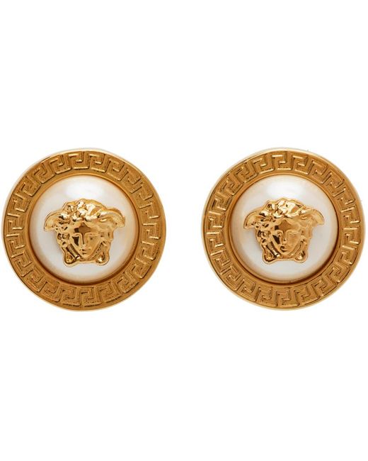 Boucles d'oreilles dorées à méduse Versace pour homme en coloris Metallic