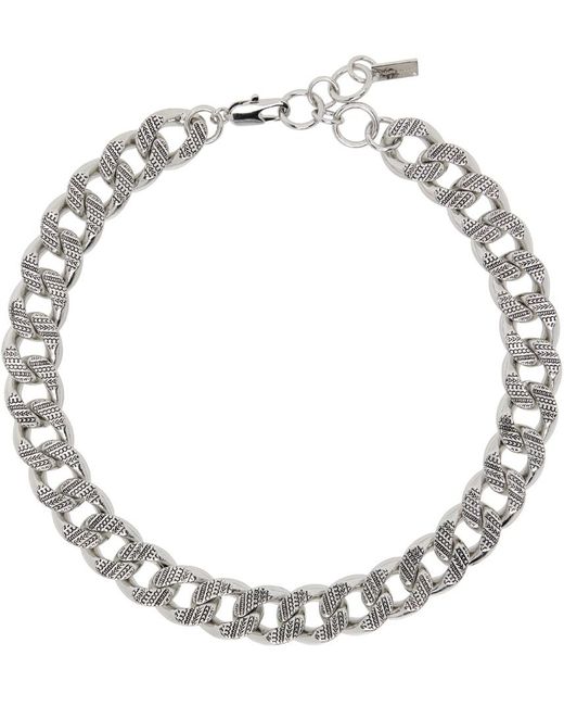 Marc Jacobs Metallic Silver Monogram Chain Link Necklace