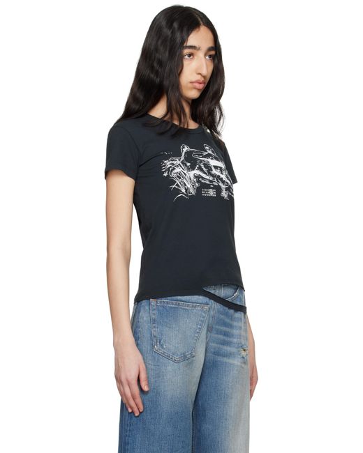 MM6 by Maison Margiela Black Rabbit Print T-Shirt