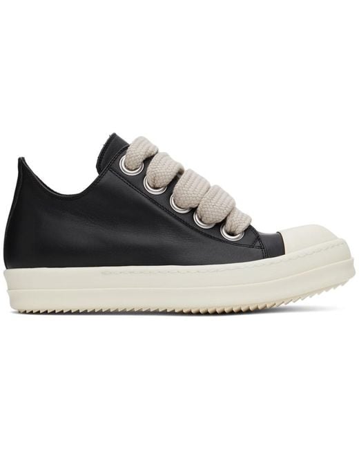 Rick Owens Black Leather Sneakers Womens Mens Shoes Mens Trainers Low-top trainers 