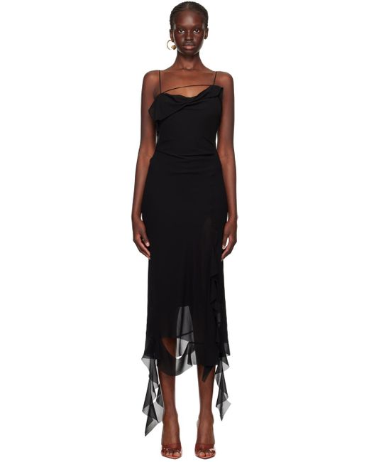Acne Black Ruffle Midi Dress