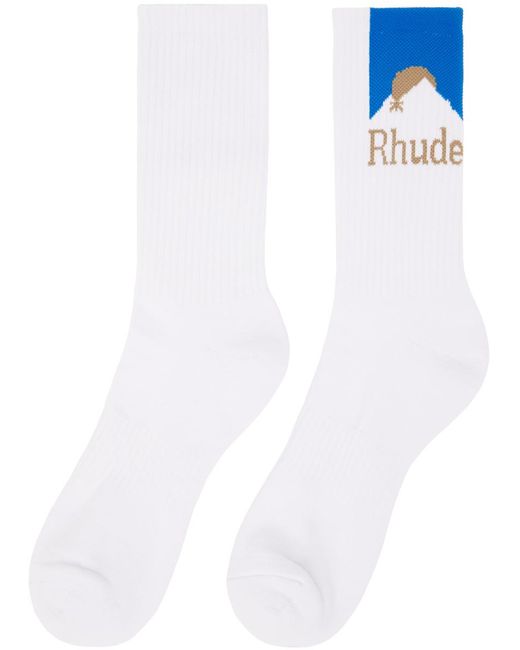 Chaussettes de sport blanches à image à logo Rhude pour homme en coloris White
