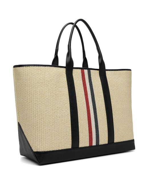 Thom Browne Black Medium Tool Rwb Stripe Tote for men