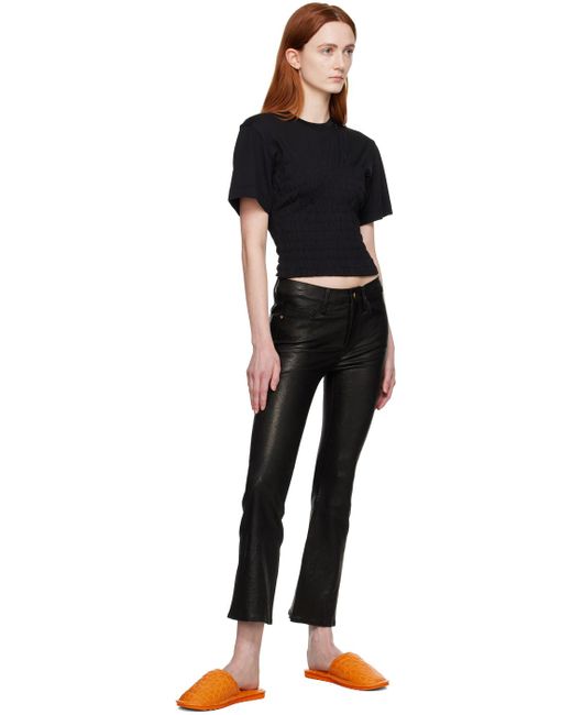 FRAME Black 'le Crop Mini Boot' Leather Pants