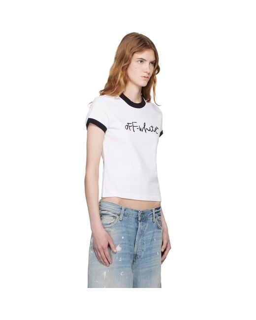Off-White c/o Virgil Abloh Multicolor Embroidered Script Fitted T-Shirt