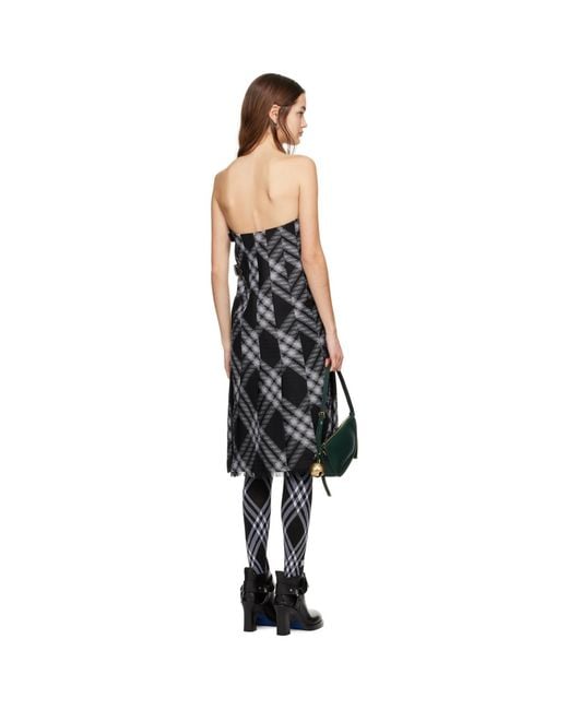 Burberry Black Midi Dress With Check Pattern