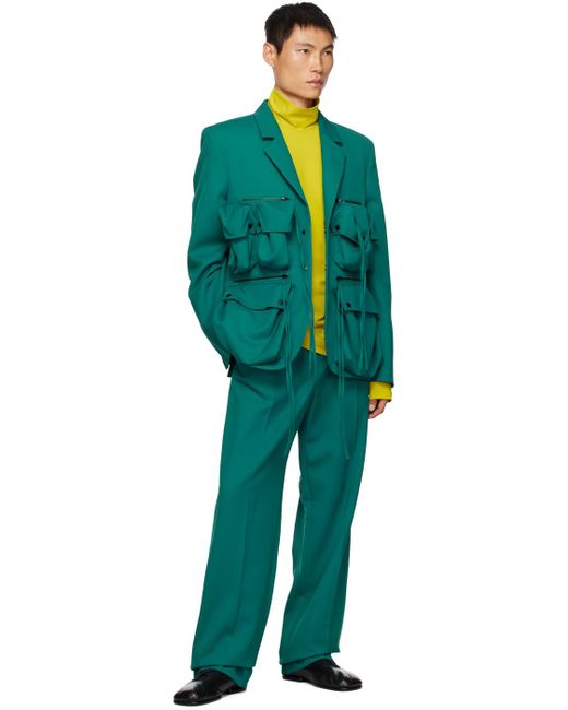 BOTTER Green Pleated Trousers for men