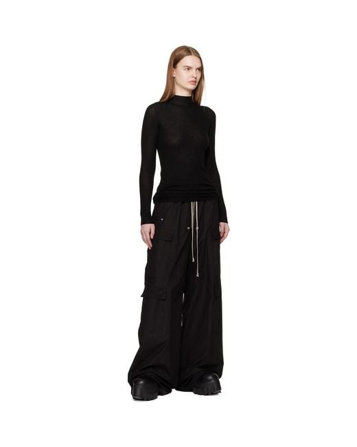 Rick Owens Black Temple Ls Turtle Sweater