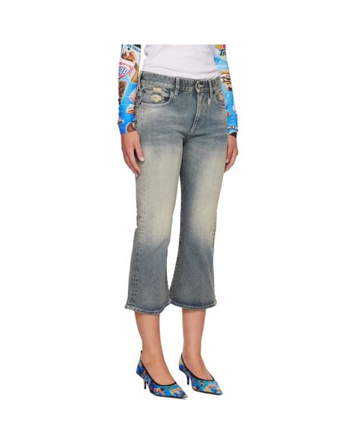 Balenciaga Blue Lace Flared Capri Jeans