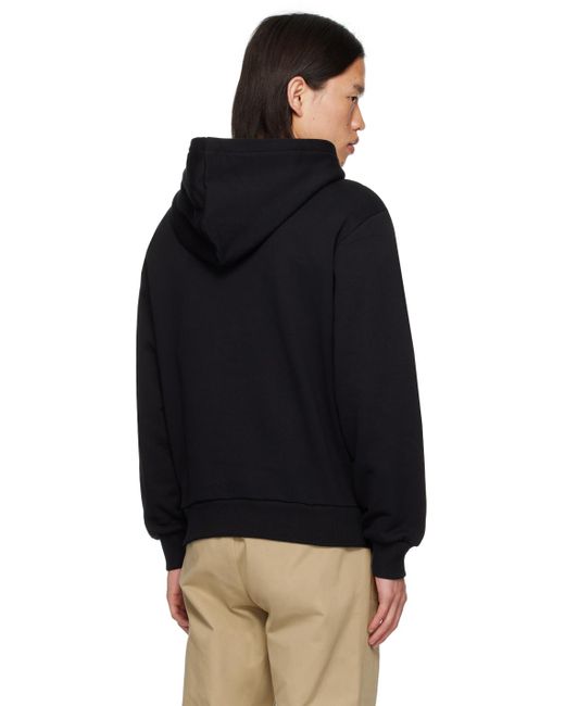 A.P.C. Black Boxy Printed Micro Logo Hoodie for men