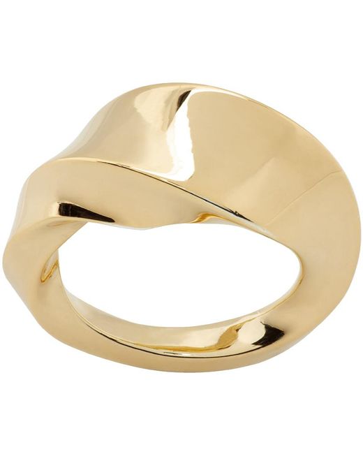 Bottega Veneta Metallic Gold Twist Ring